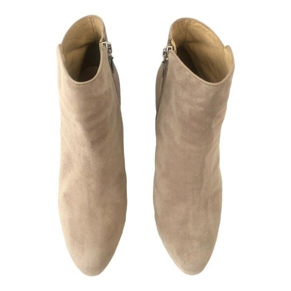 Schutz Neutral Beige Cibby Suede Heel Bootie - Picture 3 of 8